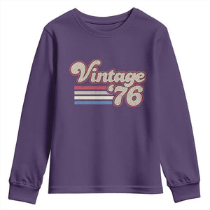 Vintage 50th Birthday Youth Sweatshirt Retro 1976 50 Year Old Stripes TS10 Purple Print Your Wear
