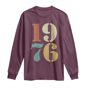 50th Birthday Long Sleeve Shirt Retro Vintage 1976 50 Year Old Gifts TS10 Maroon Print Your Wear