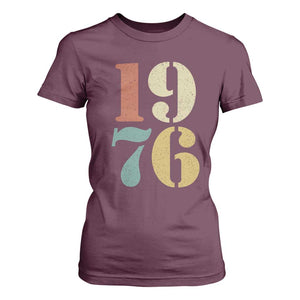 50th Birthday T Shirt For Women Retro Vintage 1976 50 Year Old Gifts TS10 Maroon Print Your Wear