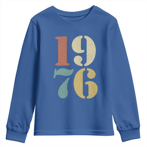 50th Birthday Youth Sweatshirt Retro Vintage 1976 50 Year Old Gifts TS10 Royal Blue Print Your Wear