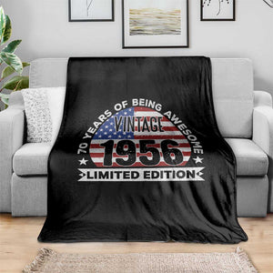 70th Birthday Throw Blanket Vintage 1956 70 Year Old Birthday American Flag TS10 Print Your Wear