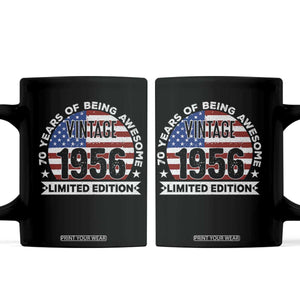70th Birthday Coffee Mug Vintage 1956 70 Year Old Birthday American Flag TS10 Black Print Your Wear