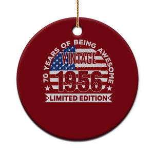 70th Birthday Ceramic Ornament Vintage 1956 70 Year Old Birthday American Flag TS10 1pc Red Print Your Wear