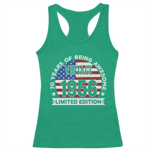 70th Birthday Racerback Tank Top Vintage 1956 70 Year Old Birthday American Flag TS10 Irish Green Print Your Wear