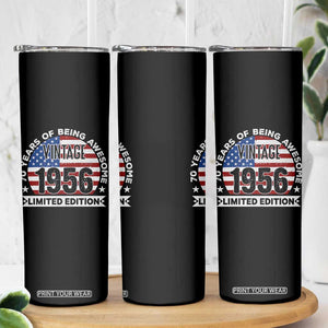 70th Birthday Skinny Tumbler Vintage 1956 70 Year Old Birthday American Flag TS10 Print Your Wear