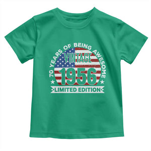 70th Birthday Toddler T Shirt Vintage 1956 70 Year Old Birthday American Flag TS10 Irish Green Print Your Wear