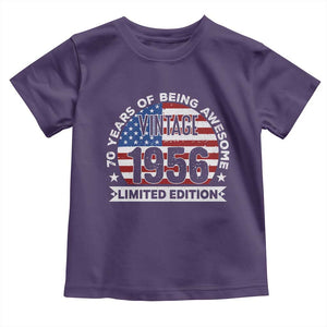 70th Birthday Toddler T Shirt Vintage 1956 70 Year Old Birthday American Flag TS10 Purple Print Your Wear