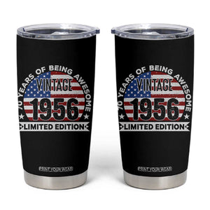 70th Birthday Tumbler Cup Vintage 1956 70 Year Old Birthday American Flag TS10 Black Print Your Wear