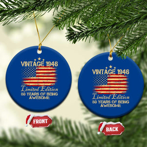 80th Birthday Ceramic Ornament Vintage 1946 Limited Edition 80 Year Old Birthday USA Flag TS10 1pc Blue Print Your Wear