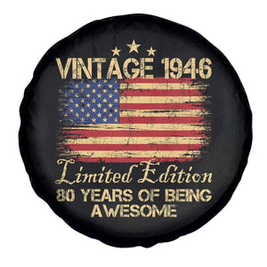 80th Birthday Spare Tire Cover Vintage 1946 Limited Edition 80 Year Old Birthday USA Flag TS10 Print Your Wear