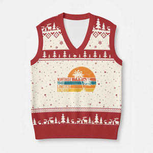 Vintage 1946 Limited Edition V-Neck Knit Sweater Vest Retro Sunset 80th Birthday 80 Year Old Gifts TS10 Beige Red Print Your Wear