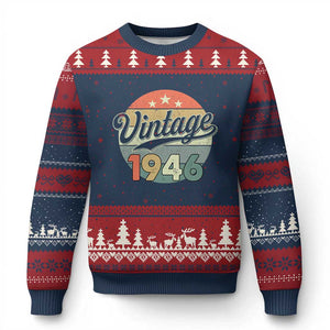 Vintage 1946 Ugly Christmas Sweater 80 Year Old 80th Birthday Gifts TS10 Navy Red Print Your Wear