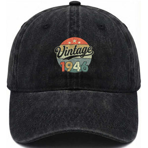 Vintage 1946 Washed Cotton Baseball Cap 80 Year Old 80th Birthday Gifts TS10 Washed Cap Universal Fit Black Print Your Wear