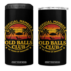 Funny 50th Birthday 4 in 1 Can Cooler Tumbler Retro Old Balls Club Gag Gift TS10 One Size: 16 oz Black Print Your Wear