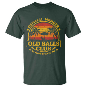 Funny 50th Birthday T Shirt Retro Old Balls Club Gag Gift TS10 Dark Forest Green Print Your Wear