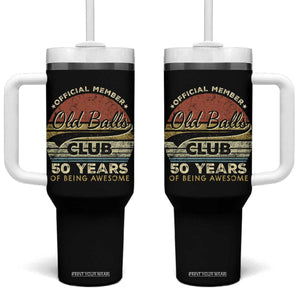 Funny 50th Birthday Tumbler With Handle Retro Old Balls Club 50 Years Of Awesome Gag Gift TS10 One Size: 40 oz Black Print Your Wear