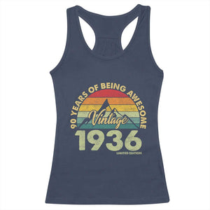 90th Birthday Racerback Tank Top Vintage 1936 Limited Edition 90 Year Old Gift TS10 Navy Print Your Wear