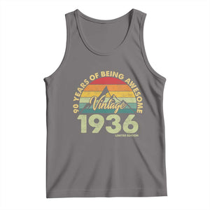 90th Birthday Tank Top Vintage 1936 Limited Edition 90 Year Old Gift TS10 Deep Heather Print Your Wear