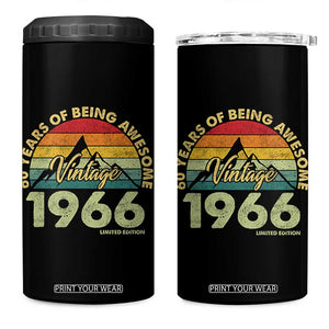 60th Birthday 4 in 1 Can Cooler Tumbler Vintage 1966 Limited Edition 60 Year Old Gift TS10 One Size: 16 oz Black Print Your Wear