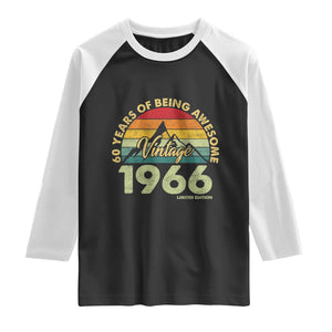 60th Birthday Raglan Shirt Vintage 1966 Limited Edition 60 Year Old Gift TS10 Black White Print Your Wear