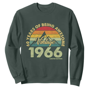 60th Birthday Sweatshirt Vintage 1966 Limited Edition 60 Year Old Gift TS10 Dark Forest Green Print Your Wear
