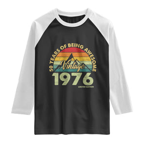 50th Birthday Raglan Shirt Vintage 1976 Limited Edition 50 Year Old Gift TS10 Black White Print Your Wear