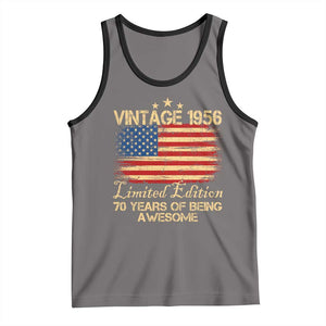 70th Birthday Tank Top Vintage 1956 Limited Edition 70 Year Old Birthday USA Flag TS10 Deep Heather Black Print Your Wear