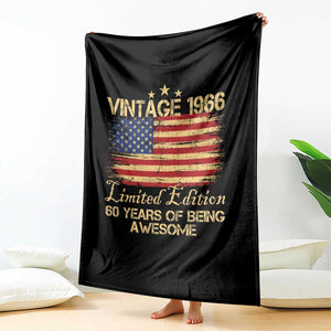 60th Birthday Throw Blanket - Vintage 1966 Limited Edition 60 Year Old Birthday USA Flag TS10 Print Your Wear