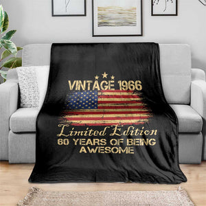 60th Birthday Throw Blanket - Vintage 1966 Limited Edition 60 Year Old Birthday USA Flag TS10 Print Your Wear