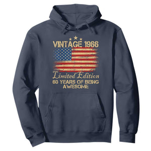 60th Birthday Hoodie Vintage 1966 Limited Edition 60 Year Old Birthday USA Flag TS10 Navy Print Your Wear
