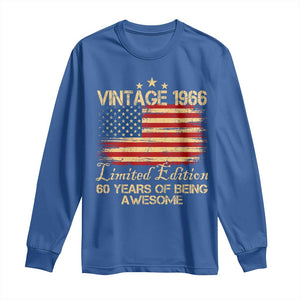 60th Birthday Long Sleeve Shirt Vintage 1966 Limited Edition 60 Year Old Birthday USA Flag TS10 Royal Blue Print Your Wear
