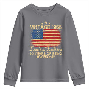 60th Birthday Youth Sweatshirt Vintage 1966 Limited Edition 60 Year Old Birthday USA Flag TS10 Charcoal Print Your Wear