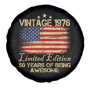50th Birthday Spare Tire Cover Vintage 1976 Limited Edition 50 Year Old Birthday USA Flag TS10 Print Your Wear