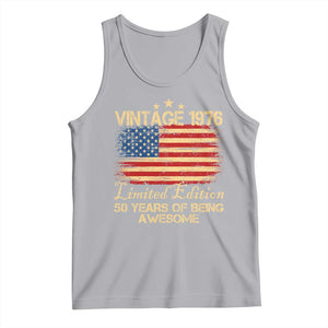 50th Birthday Tank Top Vintage 1976 Limited Edition 50 Year Old Birthday USA Flag TS10 Athletic Heather Print Your Wear