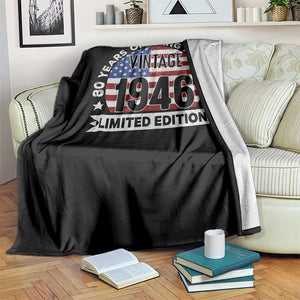 80th Birthday Throw Blanket Vintage 1946 80 Year Old Birthday American Flag TS10 Print Your Wear