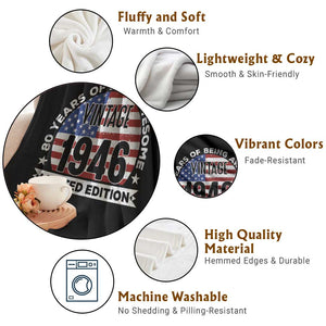 80th Birthday Throw Blanket Vintage 1946 80 Year Old Birthday American Flag TS10 Print Your Wear
