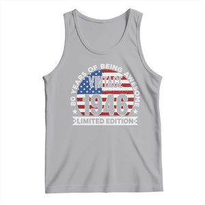 80th Birthday Tank Top Vintage 1946 80 Year Old Birthday American Flag TS10 Athletic Heather Print Your Wear