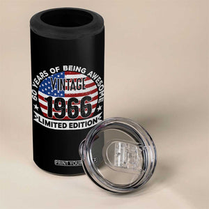 60th Birthday 4 in 1 Can Cooler Tumbler Vintage 1966 60 Year Old Birthday American Flag TS10 Print Your Wear