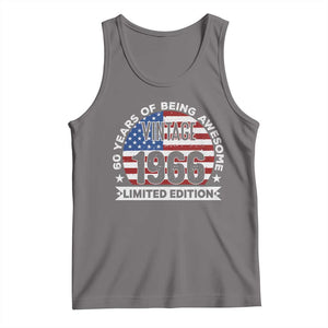 60th Birthday Tank Top Vintage 1966 60 Year Old Birthday American Flag TS10 Deep Heather Print Your Wear