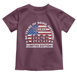 60th Birthday Toddler T Shirt Vintage 1966 60 Year Old Birthday American Flag TS10 Maroon Print Your Wear