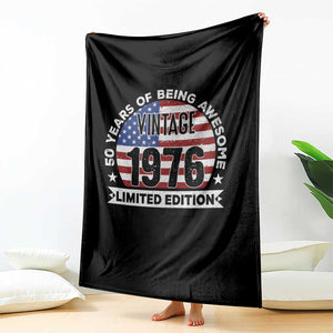 50th Birthday Throw Blanket Vintage 1976 50 Year Old Birthday American Flag TS10 Print Your Wear
