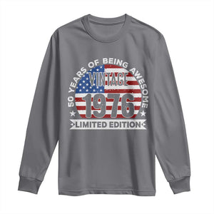 50th Birthday Long Sleeve Shirt Vintage 1976 50 Year Old Birthday American Flag TS10 Charcoal Print Your Wear