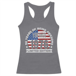 50th Birthday Racerback Tank Top Vintage 1976 50 Year Old Birthday American Flag TS10 Charcoal Print Your Wear