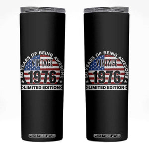 50th Birthday Skinny Tumbler Vintage 1976 50 Year Old Birthday American Flag TS10 Black Print Your Wear