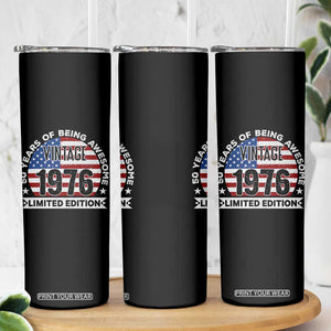 50th Birthday Skinny Tumbler Vintage 1976 50 Year Old Birthday American Flag TS10 Print Your Wear