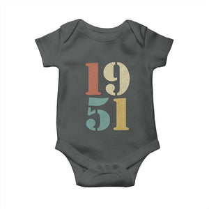 75th Birthday Baby Onesie Classic Retro 1951 70 Year Old Gifts TS10 Dark Heather Print Your Wear