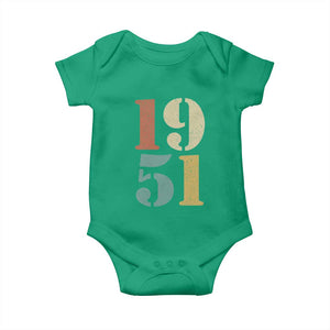 75th Birthday Baby Onesie Classic Retro 1951 70 Year Old Gifts TS10 Irish Green Print Your Wear