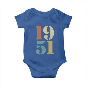 75th Birthday Baby Onesie Classic Retro 1951 70 Year Old Gifts TS10 Royal Blue Print Your Wear