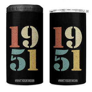 75th Birthday 4 in 1 Can Cooler Tumbler Classic Retro 1951 70 Year Old Gifts TS10 One Size: 16 oz Black Print Your Wear