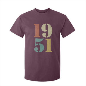75th Birthday T Shirt For Kid Classic Retro 1951 70 Year Old Gifts TS10 Maroon Print Your Wear
